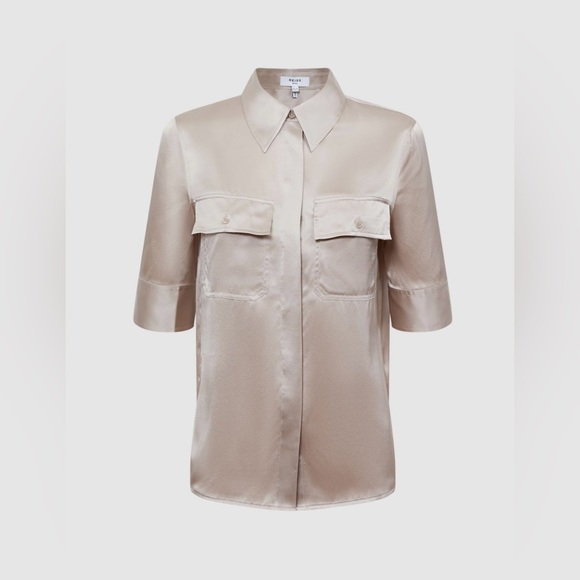 NWT Reiss Silk Button Down Shirt - Picture 3 of 6